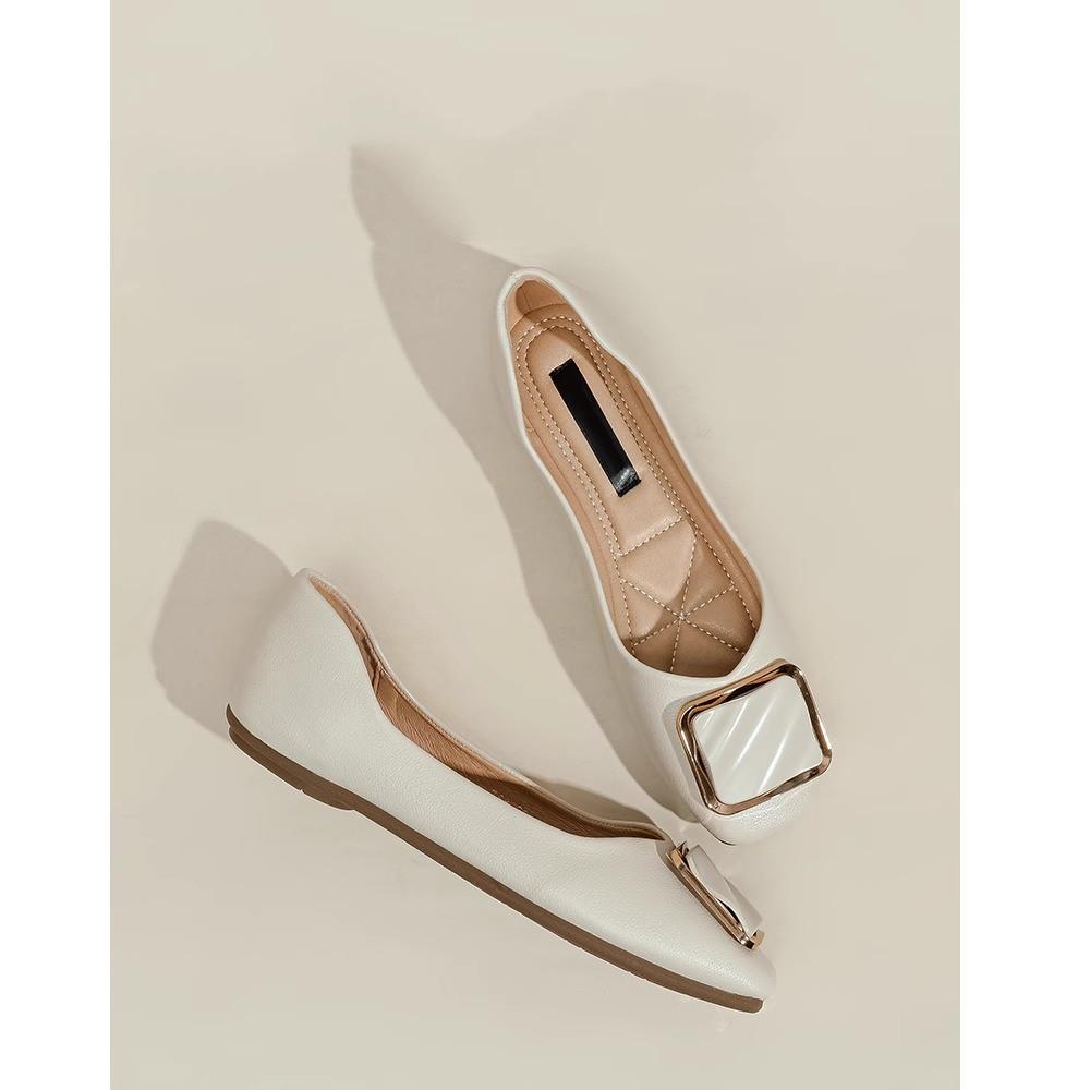 Late evening wind fairy gentle flat-soled single shoes women's summer low-heeled shallow mouth Doudou shoes versatile soft-soled shoes spring and