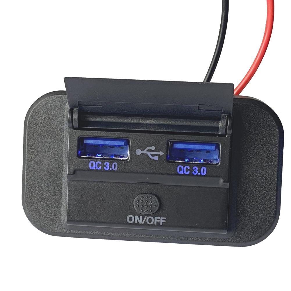 Quick Charge PD Type C Dual USB Ports Car Bus Charger Socket Adapter 12V/24V USB Power Panel With Swith For Marine Motorcycles