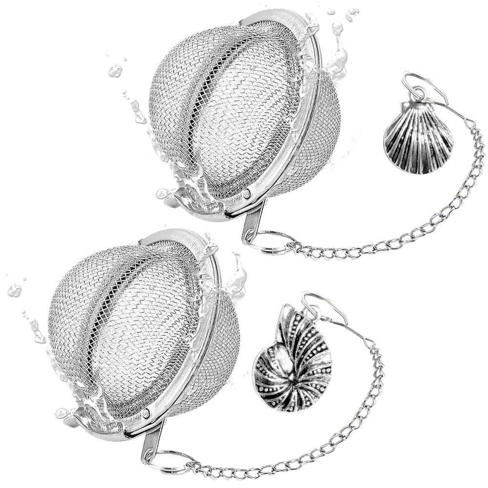 

2PCS with Decorative Pendant Tea Filter Ball Stainless Steel Tea Strainer Herb Style K