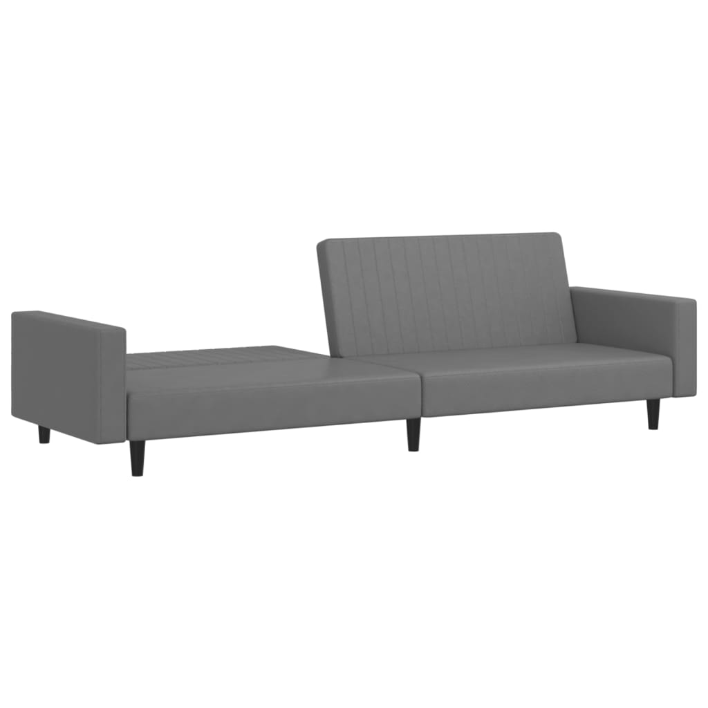 2 Seater Sofa Bed Grey Faux Leather