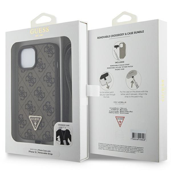 Guess Guhcp15Mp4Tdscpw Iphone 15 Plus / 14 Plus 6.7 Brązowy/Brown Hardcase Crossbody 4G Metal Logo