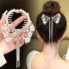 Exquisite Alloy Hair Clip Fine Hollow Out Butterfly Flower Imitation Pearl Hairpin Chic Rhinestone Tassel Ball Head Barrettes