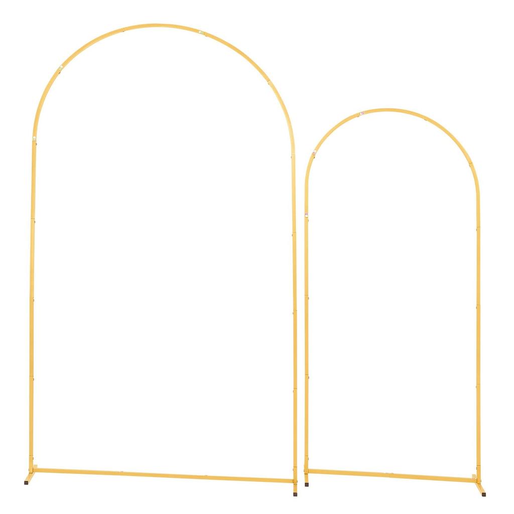 Arch Backdrop Stand, Set of 2, 2.2 m and 1.8 m, Stable Structure, Easy Assembly, Gold Metal Arch Backdrop Stand for Wedding, Birthday Party,