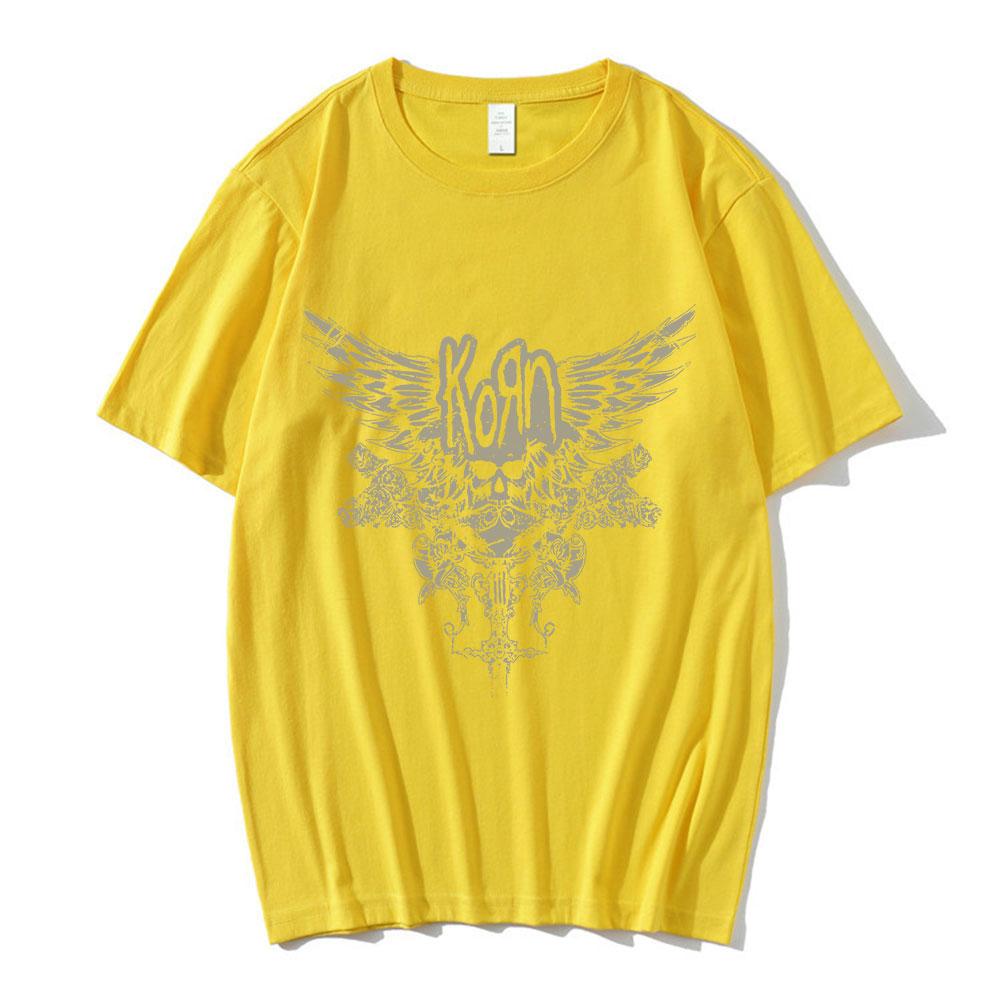 Korn Skull Wings Girls Juniors Black T Shirt Metal Gothic Rock Band T Shirts Unisex Women Vintage Oversized Tshirt Tops Streetwear