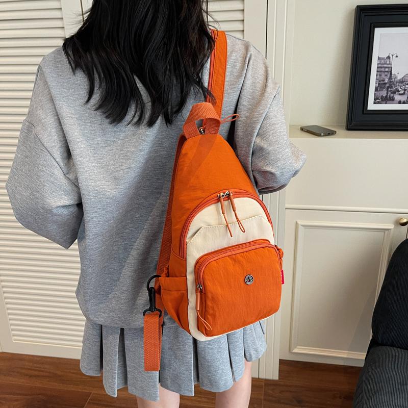 Damen Kleiner Rucksack Multifunktionale Brusttasche Kontrastfarbe Outdoor Schulter Umhängetasche
