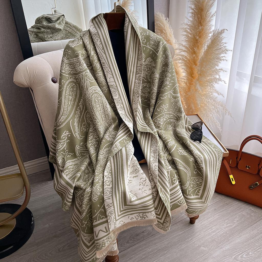 Luxury Cashmere Plaid Scarf Winter Women Pashmina Shawls Warm Blanket Wraps Female Foulard Bandana  Thick Scarves Hijab