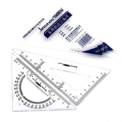 Transparent Triangle Ruler and Protractor Set for Students