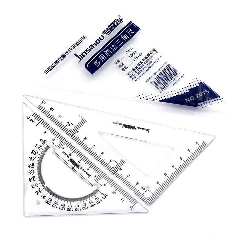Transparent Triangle Ruler and Protractor Set for Students