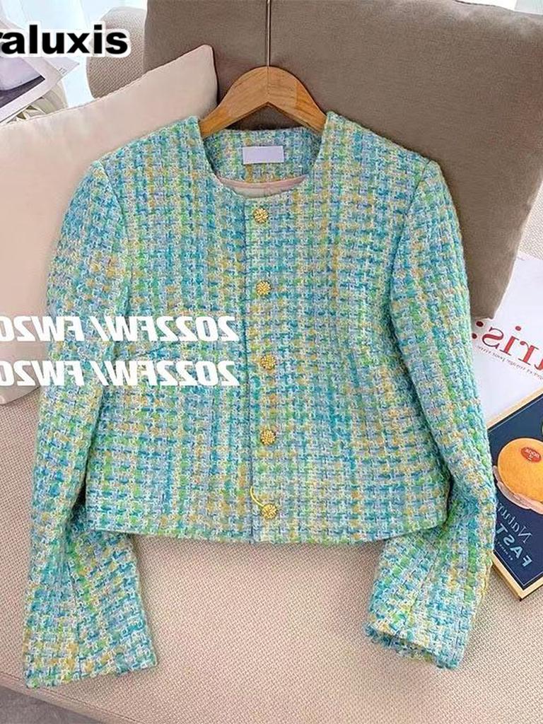 Women's New Autumn Short Jacket, Petite Elegant Oversized Tweed Cardigan Top