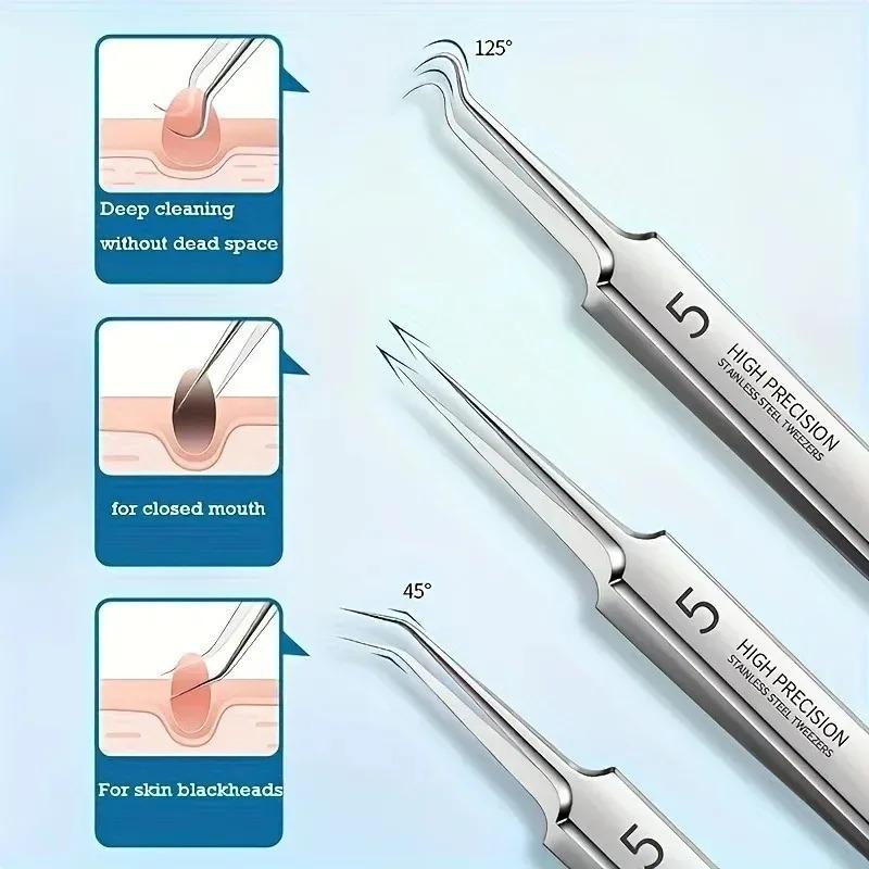 8PCS Acne Needle Cell Clip Blackhead Removal Tool Stainless Steel Acne Beauty Acne Needle Extraction