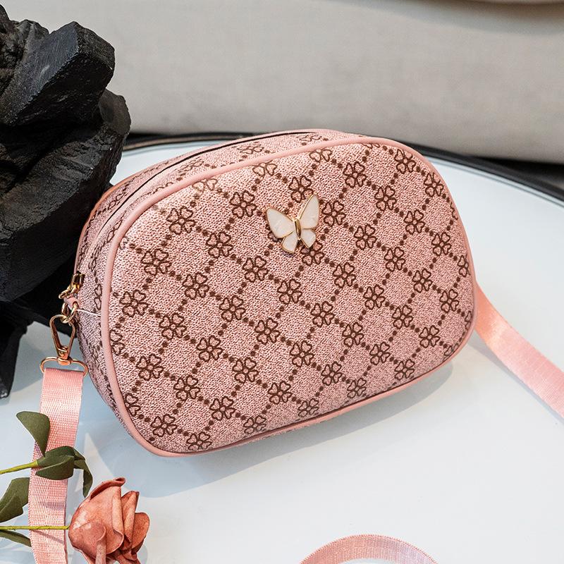 

Ретро сумка-ракушка с ромбовидным принтом 2025 стильная и простая, с украшением в виде бабочки, сумка для мобильного телефона, сумка-мессенджер, женская сумка может быть