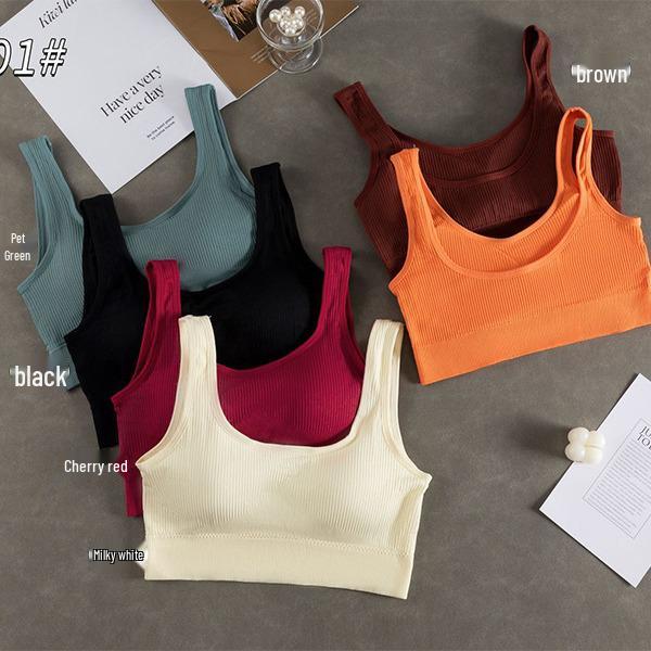 New Seamless Plus Size Underwear Set: One-Piece Vest & Triangle Briefs with Chest Pad.