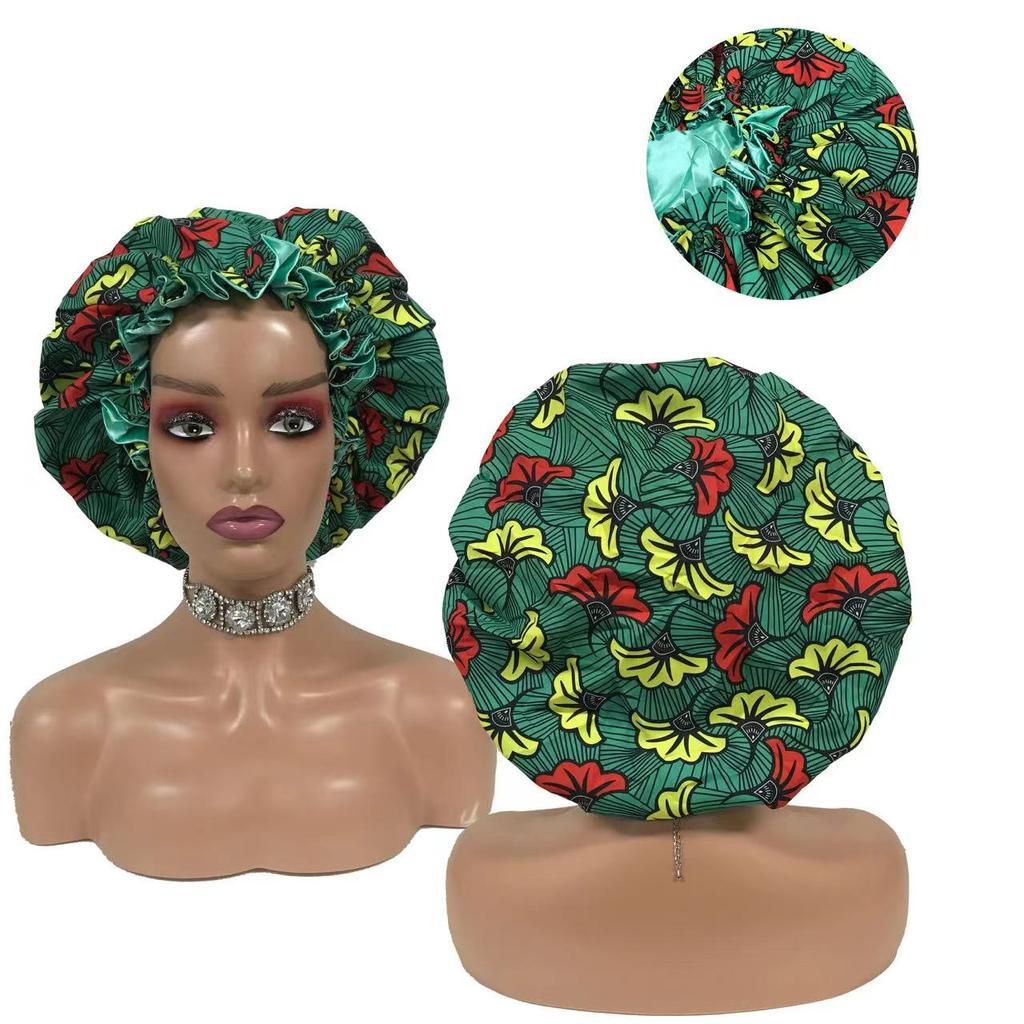 Double Layer Satin Bonnet Pattern Custom Bonnets Silk logo Woman Sleeping Hair Bonnet