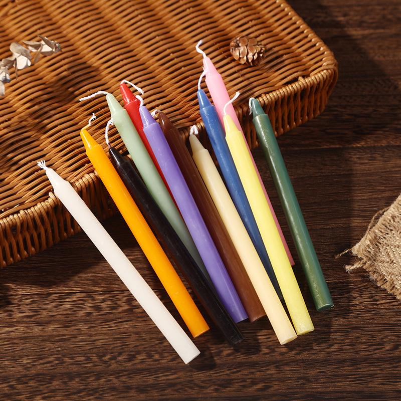 12-Color Smokeless Emergency Candles - Red & White for Candlelight Dinners, Long Rod Design, Household Use