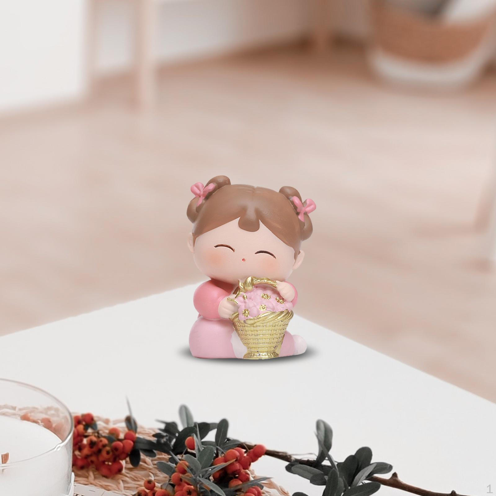 

Elegant Resin Sculpture of a Traditional Chinese Girl for Bedroom Decor with Flower Basket_4cmx3.5cmx6cm