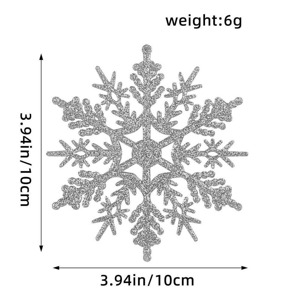10CM Plastic Snowflake Christmas Tree Decorations - Hollow Powdered Snowflake Pendants