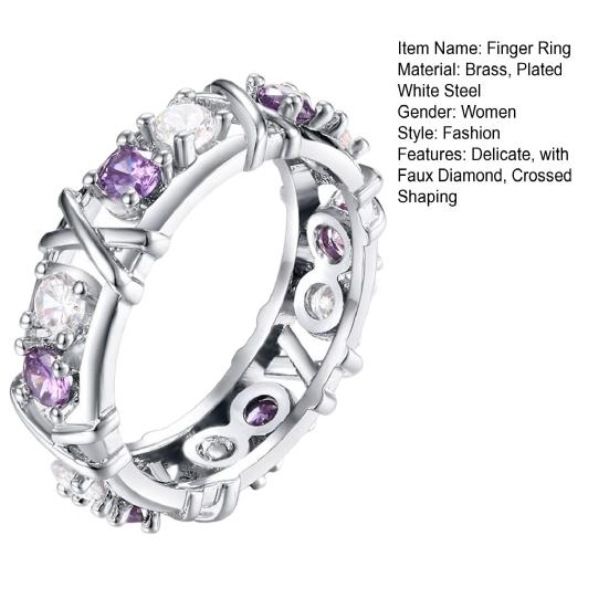 Ring Shiny Crossed Ladies Crossover Two-tone Zircons Ring Party Supply
