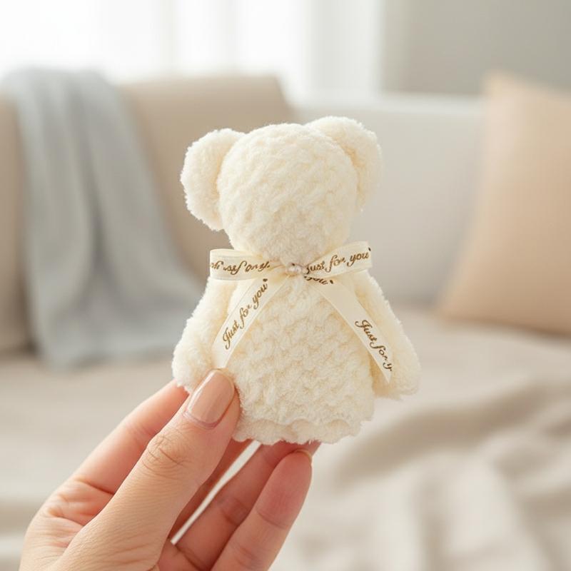 Luxury Velvet Bear Towel Plush Texture Kids Hand Towel Soft Absorbent for Hotel Guest Bathroom Use