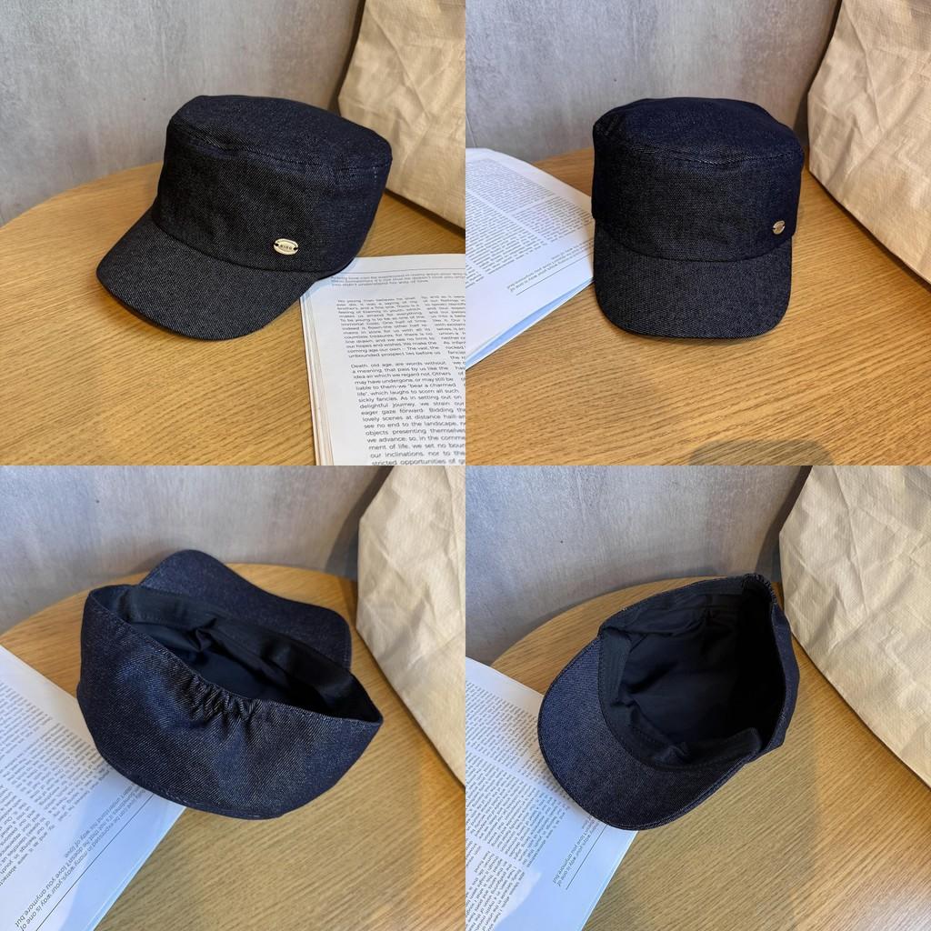 Navy Blue Denim Equestrian Cap With Breathable For Daily Outdoor Activities