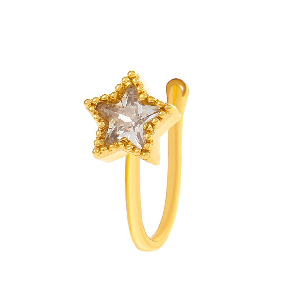 Non Perforated U-Shaped Nose Clip Copper Inlaid Zircon Star Shaped Heart Crown Nose Ring Nose Decoration Puncture Decoration