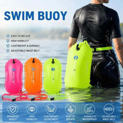 Hoge Zichtbaarheid Zwem Veiligheid Drijver Boei Met Tailleband Lichtgewicht Opblaasbaar Open Water Zwemuitrusting