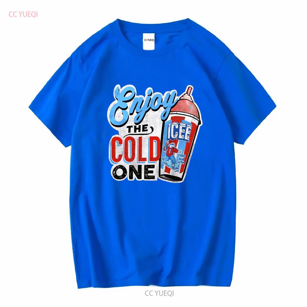 Lizenziertes Genießen Sie das Kalte Icee Slushie Erwachsenen Rundhals T-Shirt lang- oder kurzärmelig Vintage Gewaschene Mode Weich Vielseitig