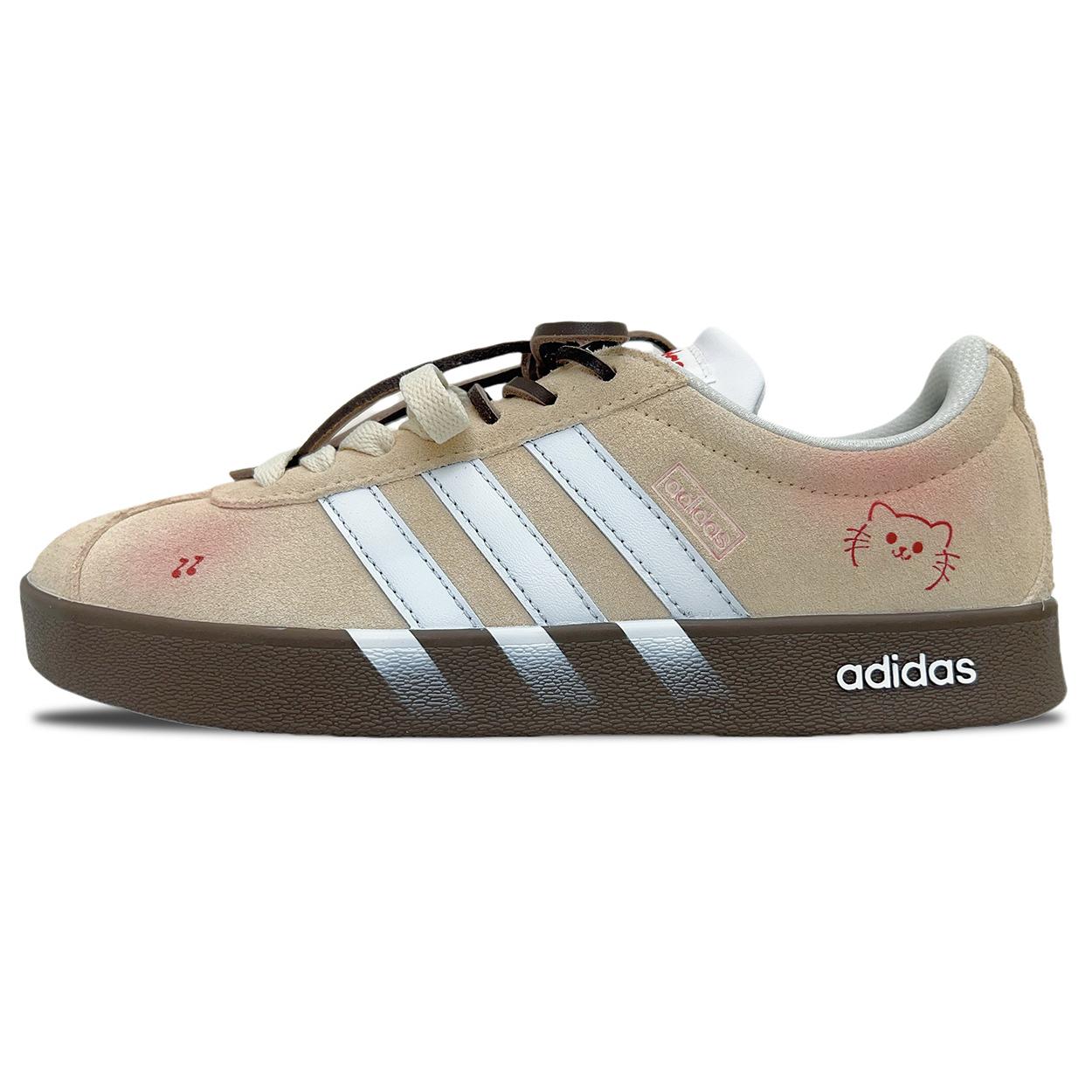 

Adidas VL COURT 2.0 Suede Cushioning Abrasion Resistant Low top Skateboard Shoes Unisex Apricot HQ1802(Team1248- ) 35⅔