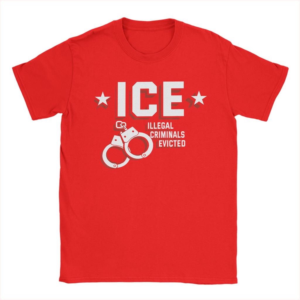 Mens TShirt ICE Illegal Criminals Evicted Novelty 100 Cotton Tee Shirt Short Sleeve T Shirts Round Neck Clothes Graphic