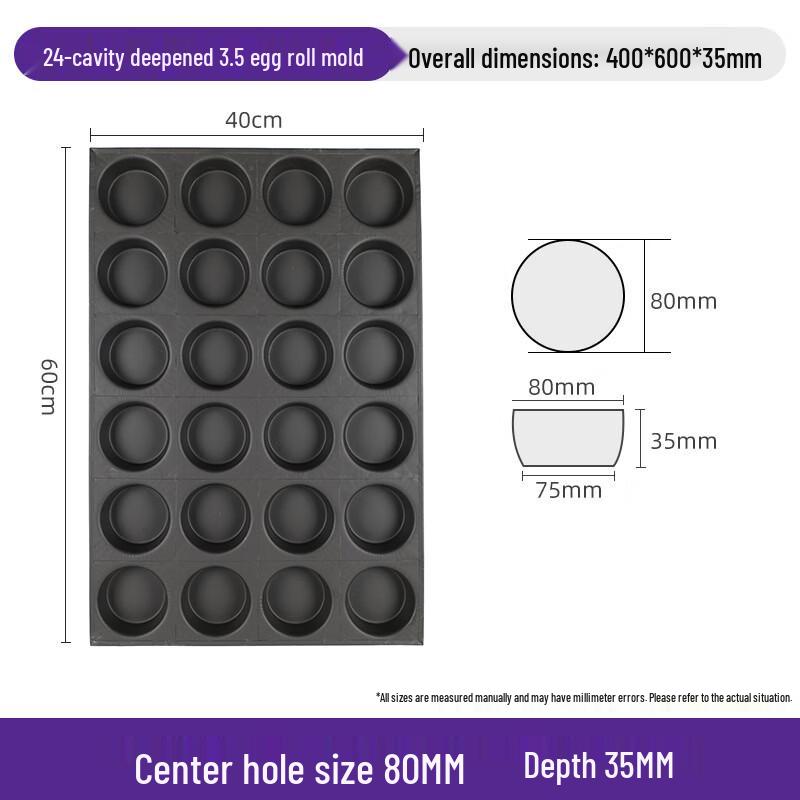 24-Cavity Deep Non-stick Carbon Steel Round Cake & Tart Pan