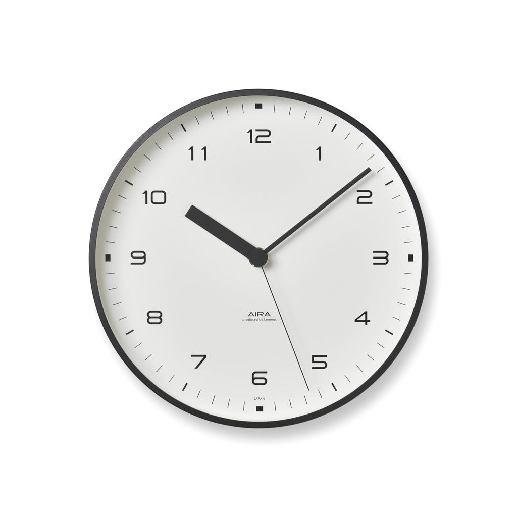 Lemnos AIRA Wall Clock, Analog, Aluminum, White, LC18-03 WH, 200×d40mm