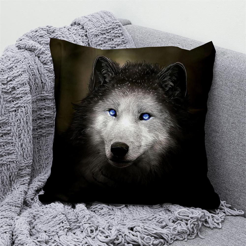 Juste De Coussin En Velours Animal Floral, Taie D'oreiller Décorative, Oreiller Pour La Maison, Canapé, Chambre, Voiture, Loup, Vache