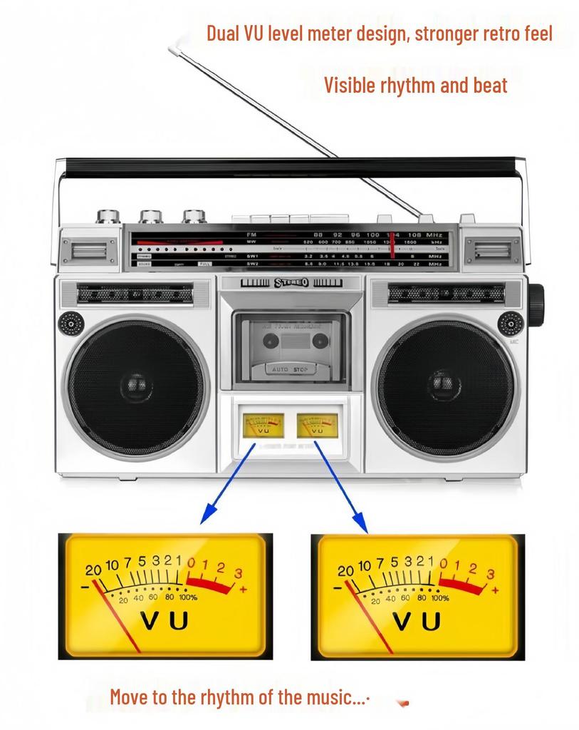 Retro Cassette Player & FM Bluetooth Speaker - Nostalgic Stereo Recorder for Outdoors