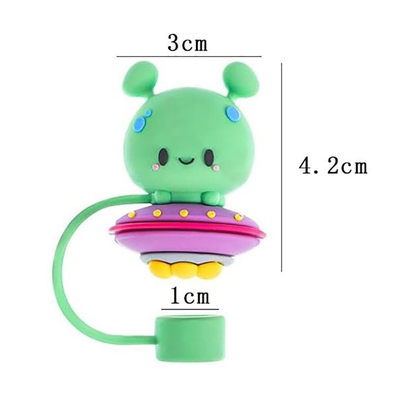 1Pc Silikon Abdichtung Stroh Stecker Wiederverwendbare Trinken Staub Kappe Cartoon Stecker Tipps Abdeckung Anzug Küche Tasse Diy Zubehör