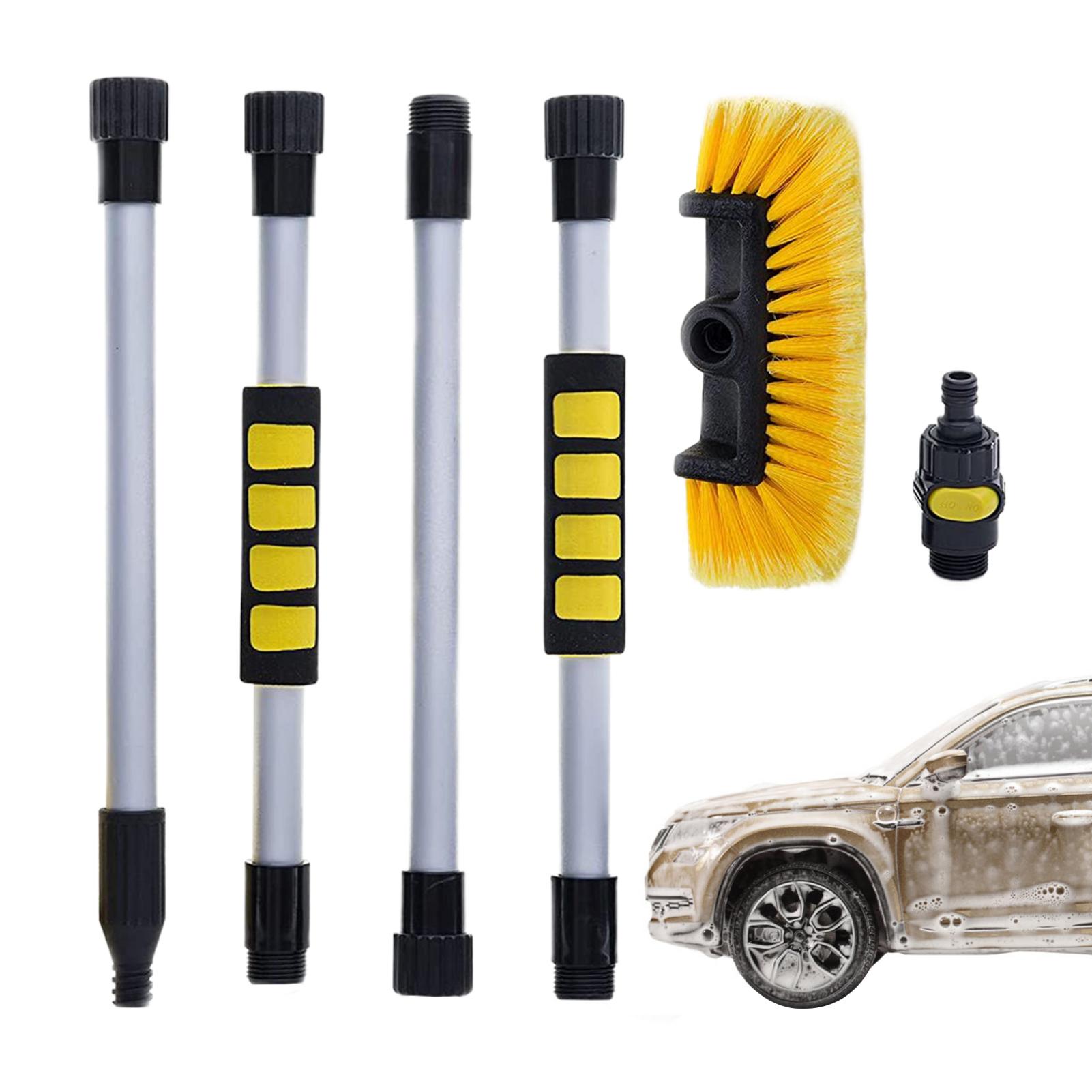 

Car Wash Brush with Long Handle - Soft Bristle Cleaning Head and Hose Attachment See description