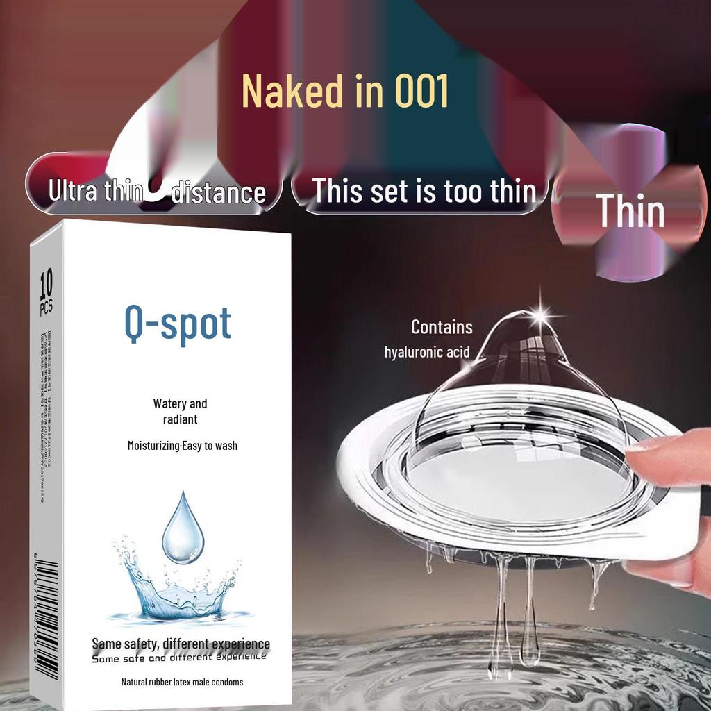 Q-Point Ultra-Thin Nude Feel Condoms with Hyaluronic Acid and Large Particles for Men