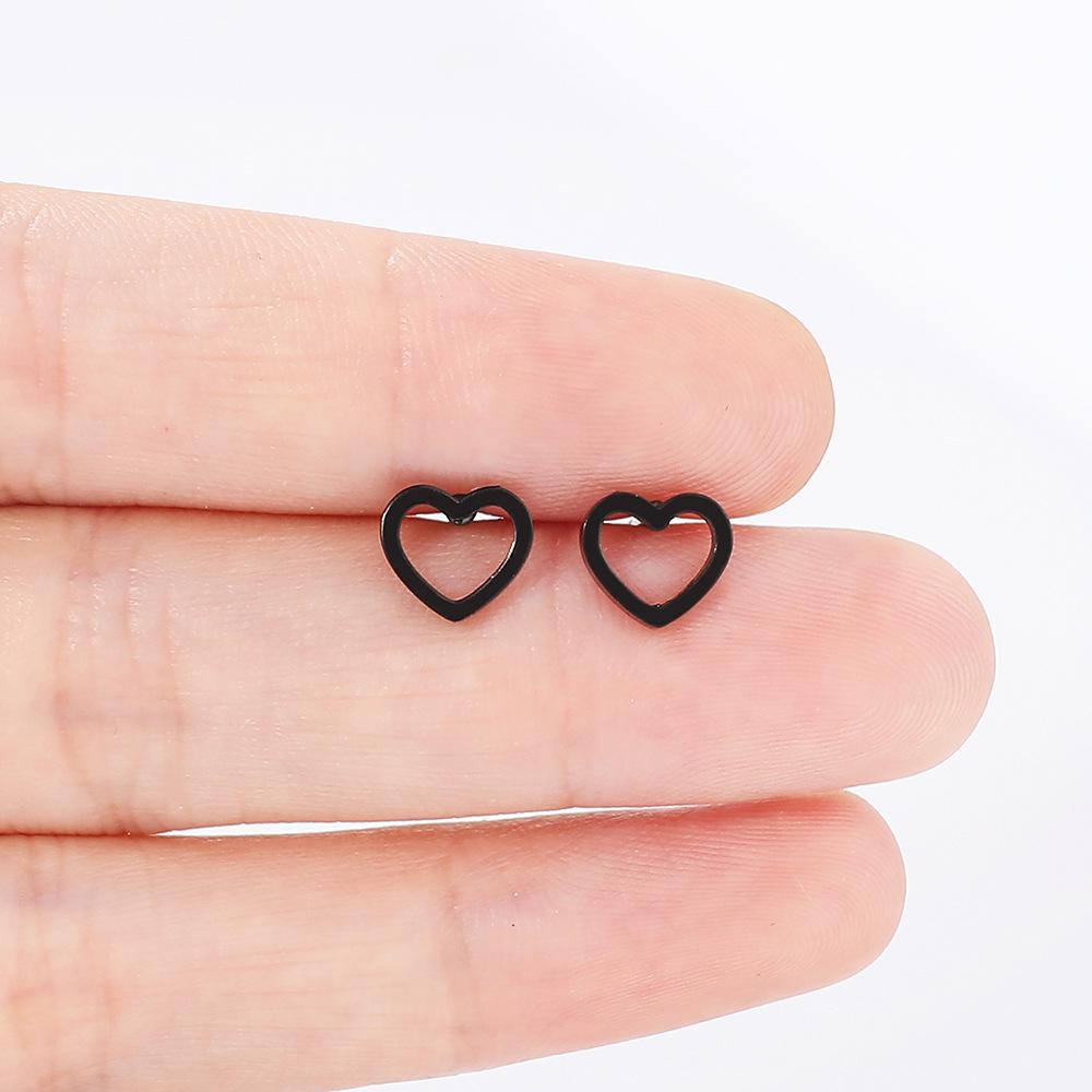 

Серьги-пусеты в виде сердца из нержавеющей стали для женщин и девушек, золотистого цвета, милые модные серьги с цирконом, подарки на день рождения, оптовая продажа чёрный