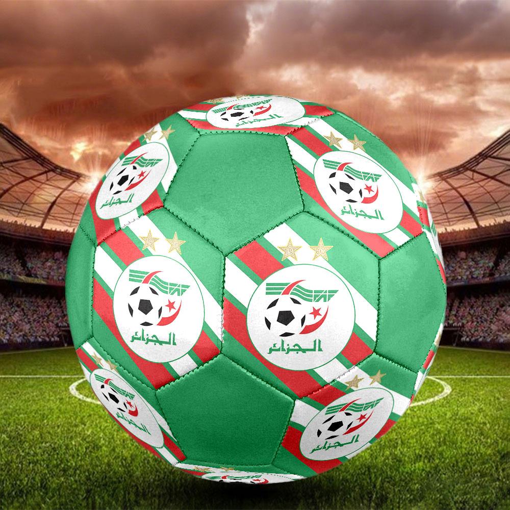 Algeria National Football Logo Size 5 Soccer Ball, Machine-Stitched PVC, Durable & High Bounce, All Ages Fit, Fan Merchandise, Matches & Outdoor Use.