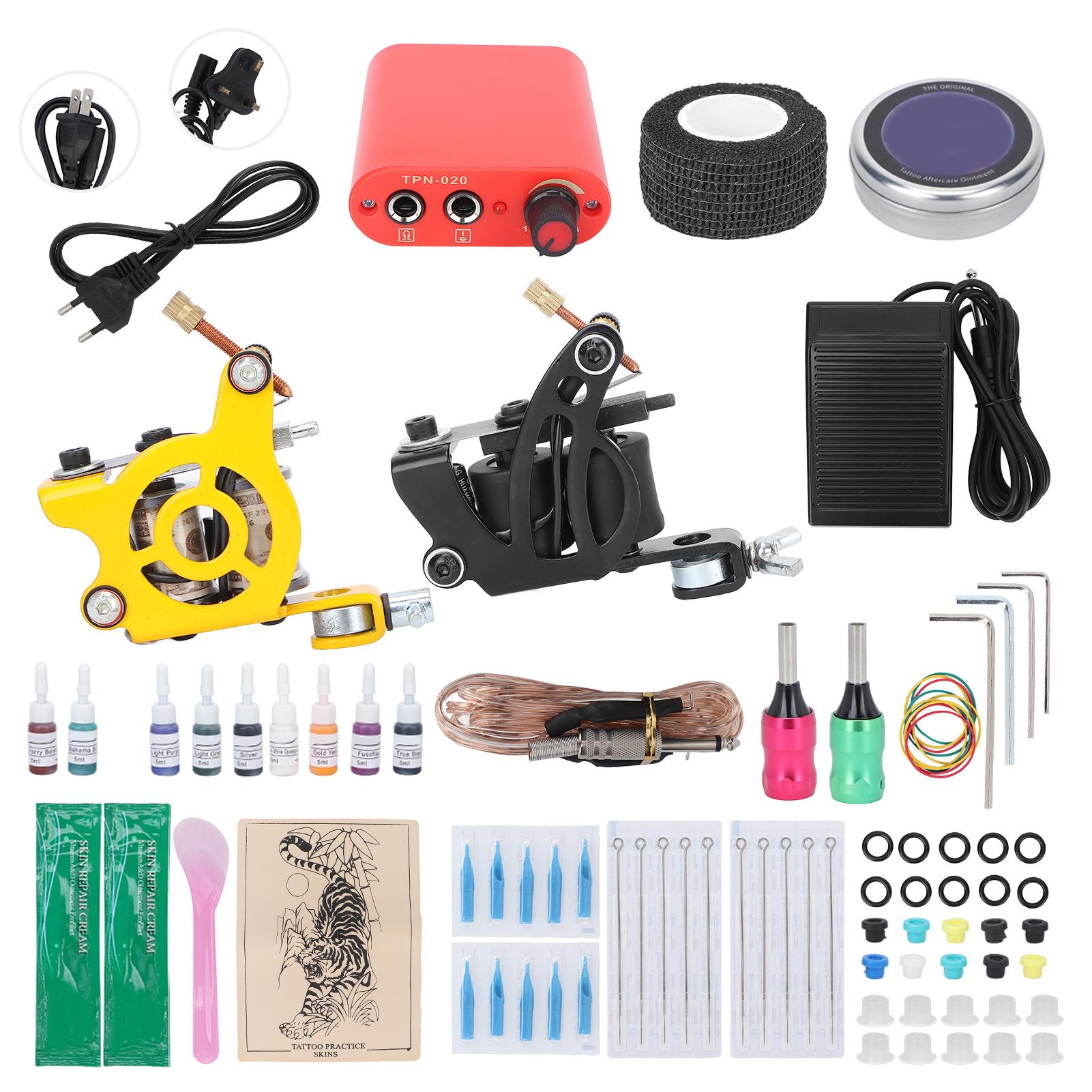 

Набор для татуировки, блок питания для татуировки, набор из 10 игл для татуировки для начинающих татуировщиков, вилка 90‑265VUK EU Plug