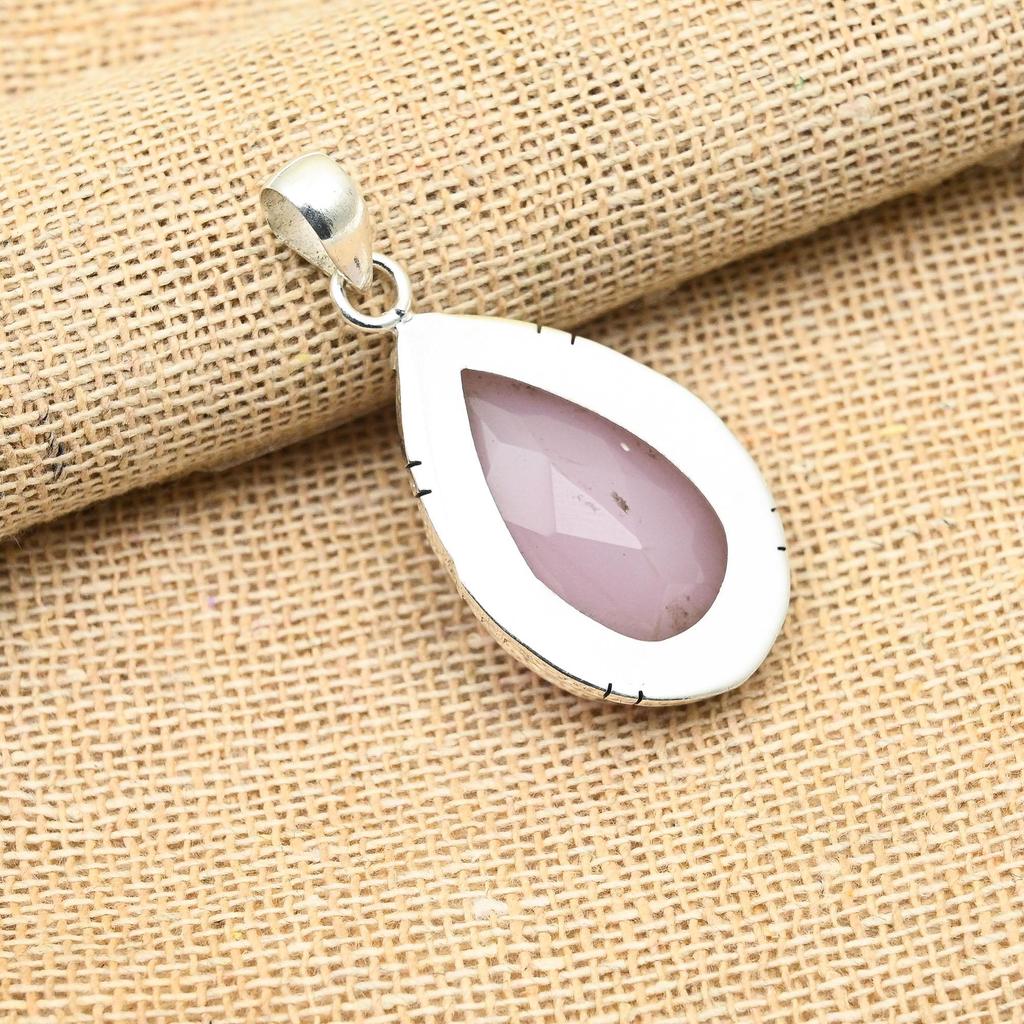 Ювелирный кулон ручной работы из стерлингового серебра 925 пробы с розовым халцедоном для женщин