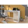 Bureau droit ESSENTIEL - 3 tiroirs - Décor chene et blanc - L 121,2 x P 55 x H 74,5 cm - PARISOT