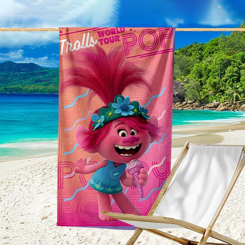 1pc Trolls Beach Towel, Beach and Seaside Swimming Pool Equipment, Fashion Pattern, Rectangular, Travel Essentials
