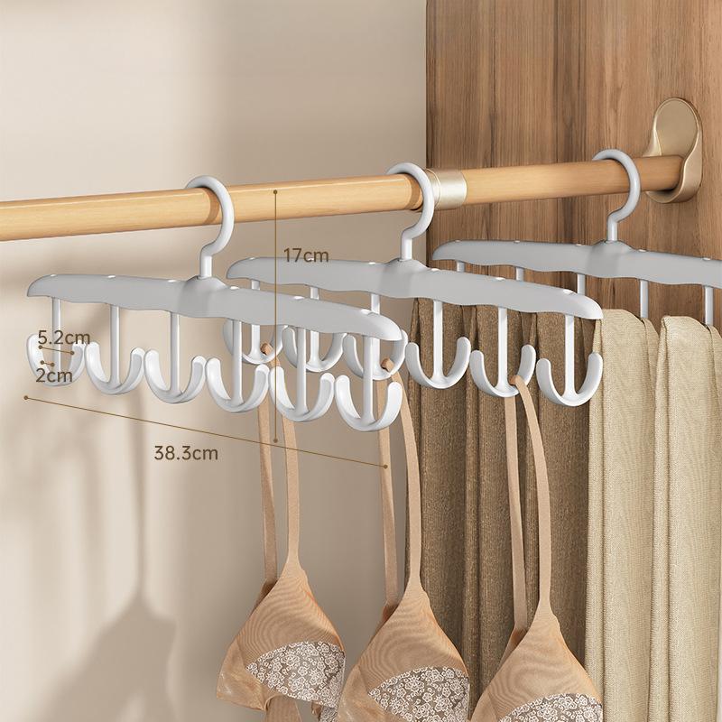 

1 шт. Підвісні вішалки для домашнього одягу, гачки для нижньої білизни, пластикові вішалки, поворотні вішалки з кількома гачками сірий