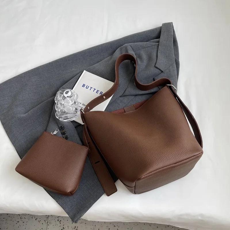 

2 шт./комплект Ретро Маленькие Однотонные Кожаные Сумки на Плечо для Женщин Дизайнерские Корейская Мода Женские Сумки Сумка под Мышку Кошелек