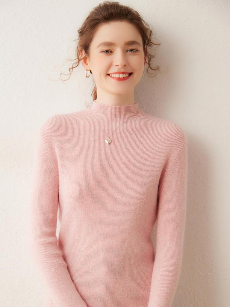 Women's Soft Cashmere Half-High Neck Sweater – Perfect for Daily Wear, Commuting, and Layering
