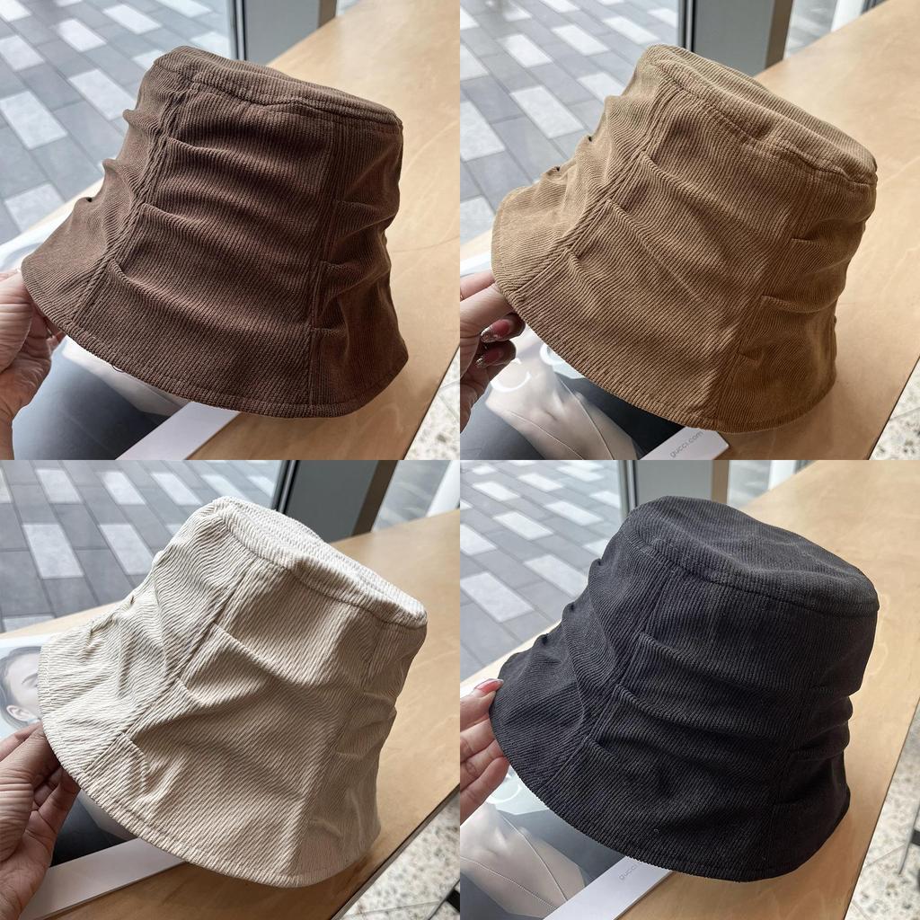 Vintage Corduroy Fisherman Hat With Wrinkled Design For Casual Spring And Fall Wear