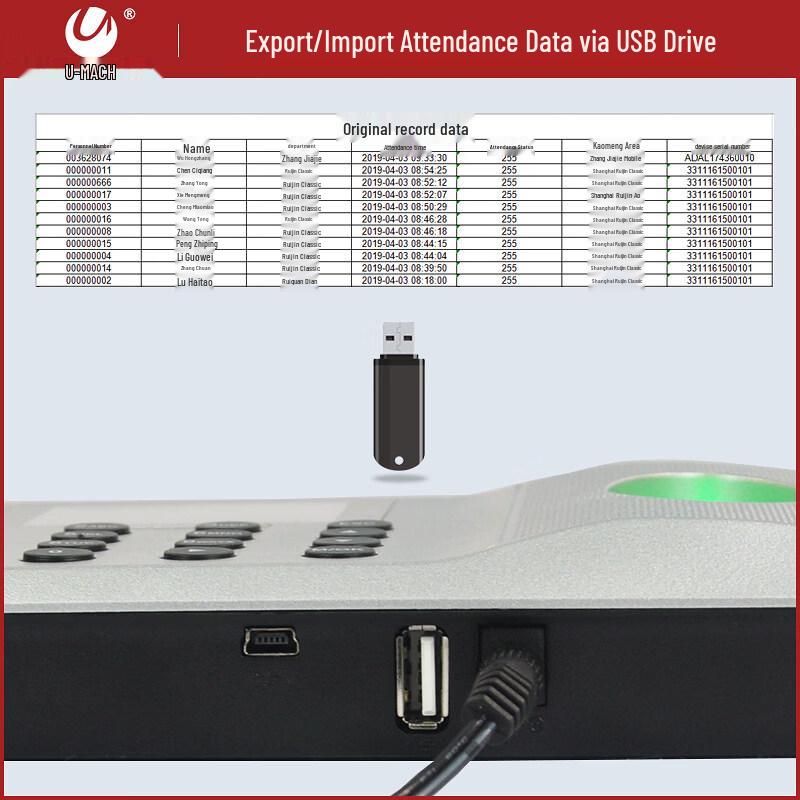 Youmas U-Z32 USB Fingerprint Time Attendance Machine CN Plug (adapter Included)