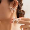 Fashionable Bowknot Earrings Wedding Jewelry Beads Earrings Elegant Ear Pin Bowknot Ear Studs Suitable for Fashion Look