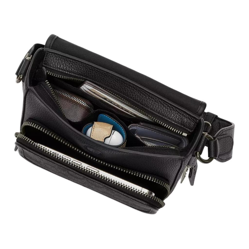 Coach Sullivan 20 Logo Print Magnetic Closure Coated Canvas And Leather Shoulder Crossbody Bag Small Men bags Black CZ396-QBMI5