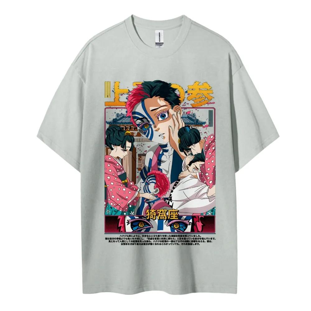 Demon Slayer Print Korte Mouw Casual Zomerkleding Heren Comfortabele Kleding Herenkleding Korte Mouw Halve Mouw Top