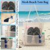 Mesh beach bag, women's shoulder tote bag, large capacity foldable mesh swim bag with pocket.-zmt